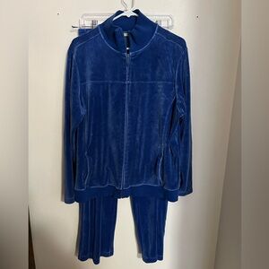BECHAMEL Vintage Velour 2 Piece Tracksuit Royal Blue Pants Sz M, Jacket Size L